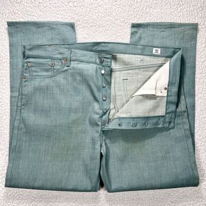 Levi’s 501 Jeans Men’s 44x32 Sage Green White Oak Cone Denim Streetwear Heritage